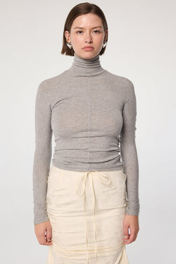 BLIXA TURTLENECK TOP HEATHER GREY - The Line by K