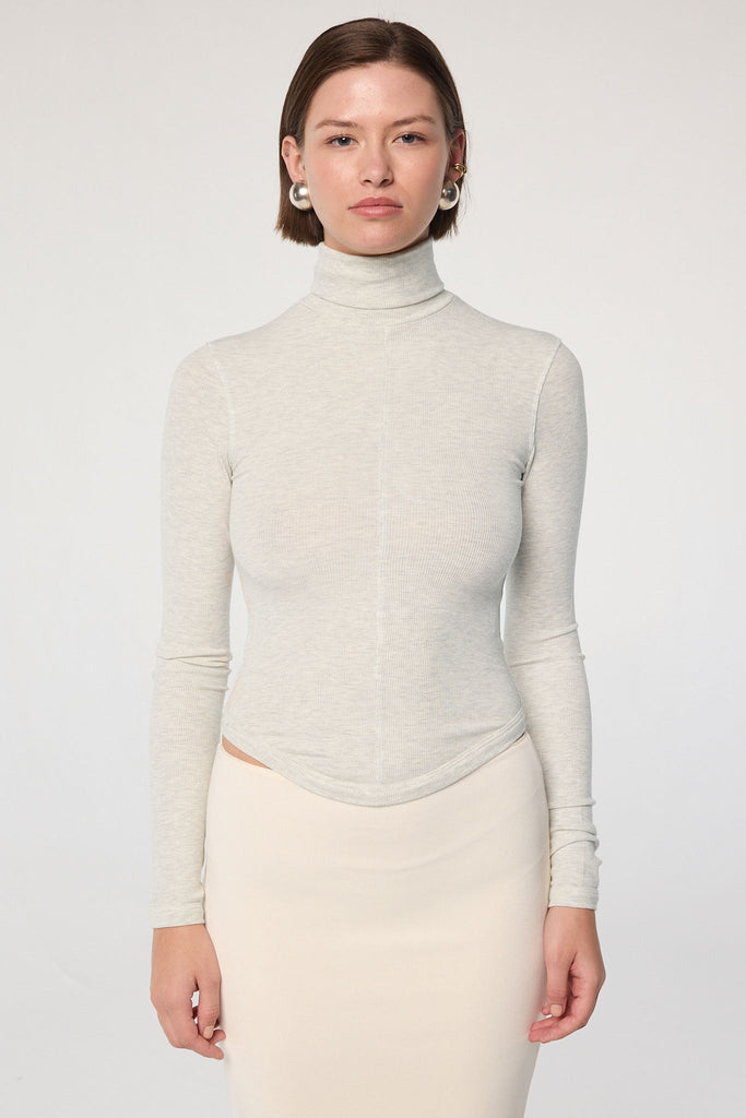 MADS TURTLENECK TOP LIGHT HEATHER GREY - The Line by K