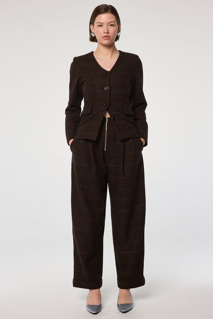 OTTO PANT BROWN HERRINGBONE - The Line by K