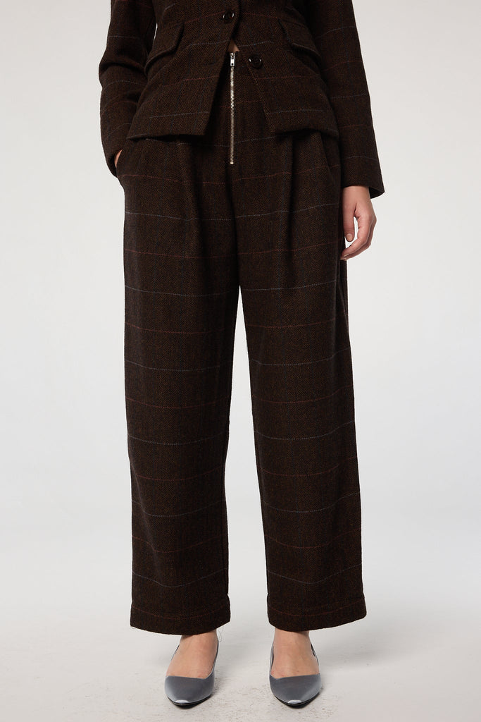 OTTO PANT BROWN HERRINGBONE - The Line by K