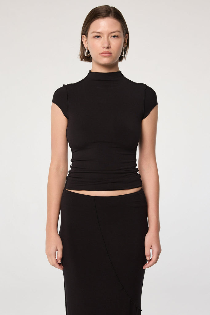 REESE MOCK NECK TOP BLACK - The Line by K