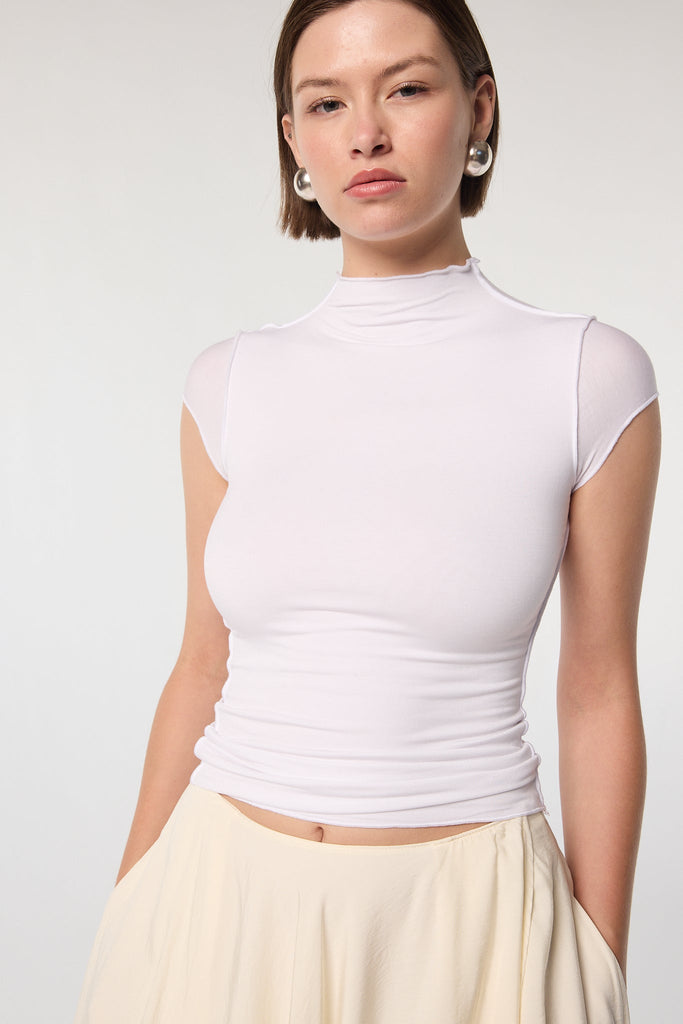 REESE MOCK NECK TOP WHITE - The Line by K