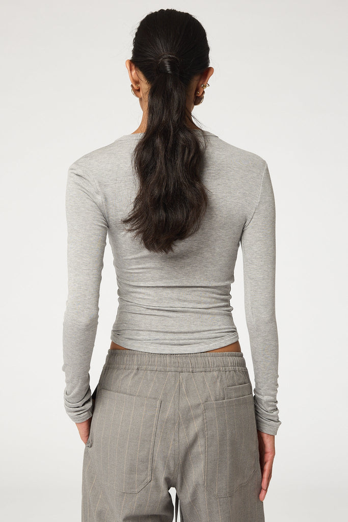 SIMON LONGSLEEVE TOP HEATHER GREY - The Line by K