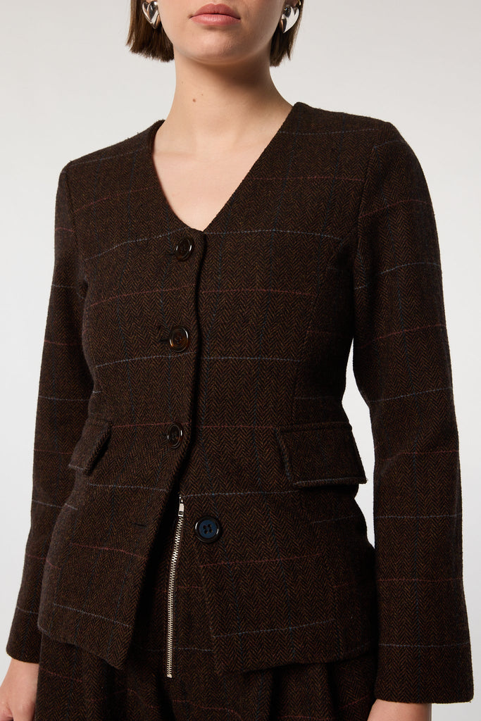 VILETTE JACKET BROWN HERRINGBONE - The Line by K