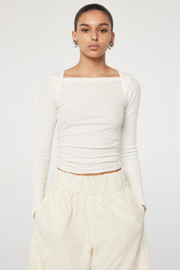 BECKS LONG SLEEVE TOP WHITE - The Line by K