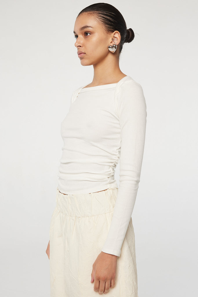 BECKS LONG SLEEVE TOP WHITE - The Line by K