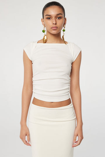 BECKS SHORT SLEEVE TOP WHITE - The Line by K