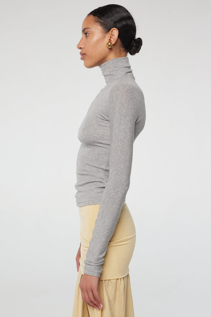 BLIXA TURTLENECK TOP HEATHER GREY - The Line by K