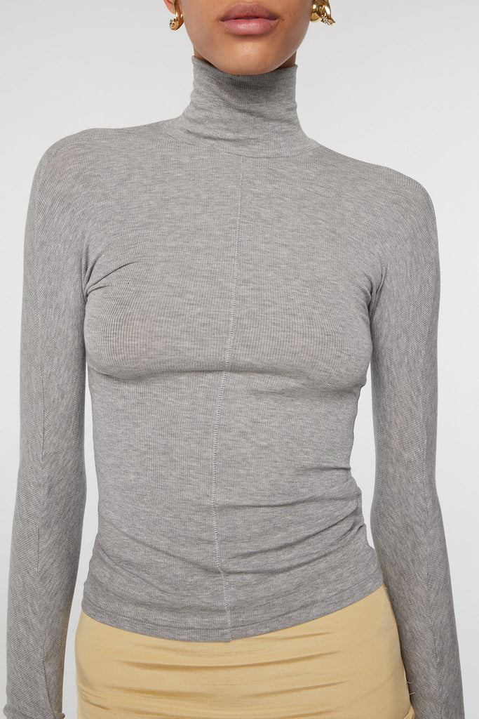 BLIXA TURTLENECK TOP HEATHER GREY - The Line by K