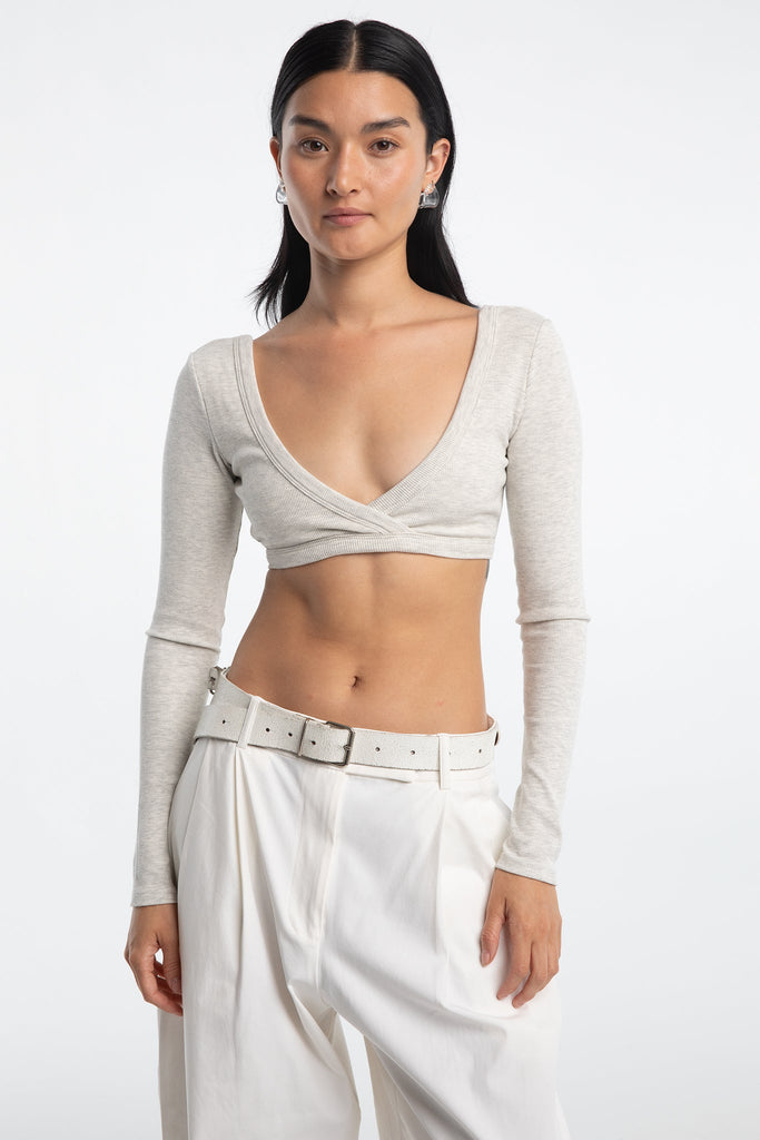 HINATA BRA TOP LIGHT HEATHER GREY - The Line by K