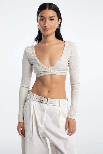 HINATA BRA TOP LIGHT HEATHER GREY - The Line by K