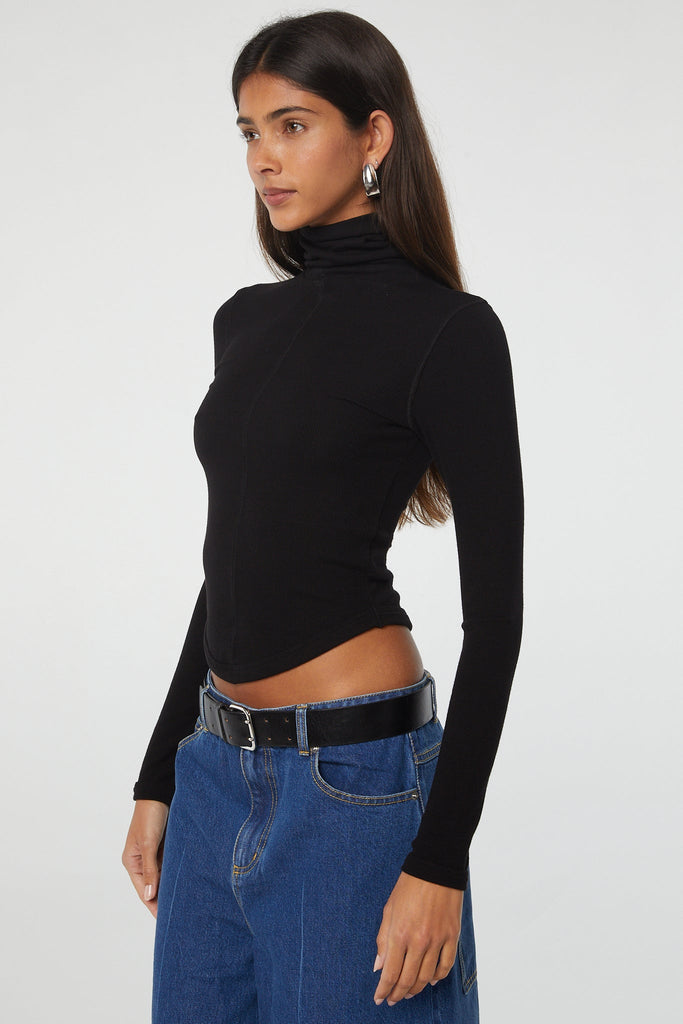 MADS TURTLENECK TOP BLACK - The Line by K