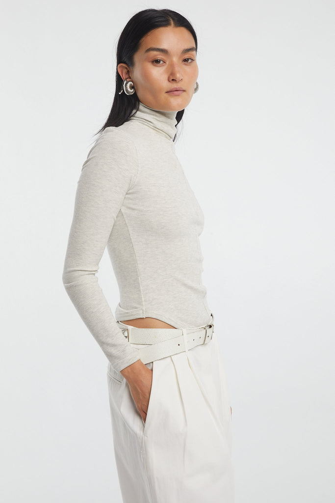 MADS TURTLENECK TOP LIGHT HEATHER GREY - The Line by K