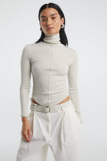 MADS TURTLENECK TOP LIGHT HEATHER GREY - The Line by K