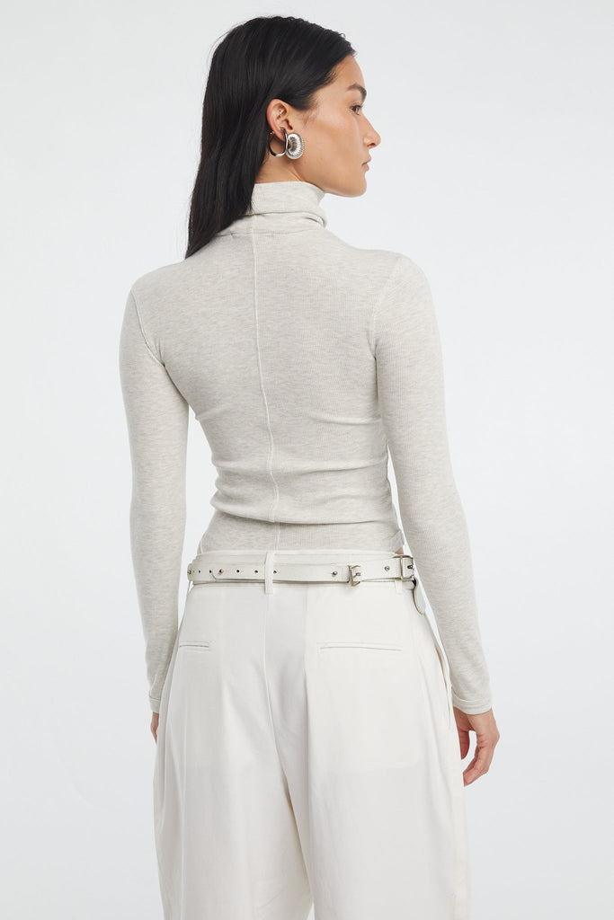 MADS TURTLENECK TOP LIGHT HEATHER GREY - The Line by K
