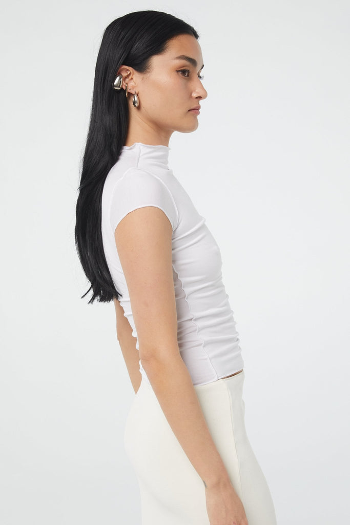 REESE MOCK NECK TOP WHITE - The Line by K