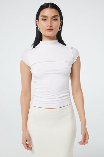 REESE MOCK NECK TOP WHITE - The Line by K