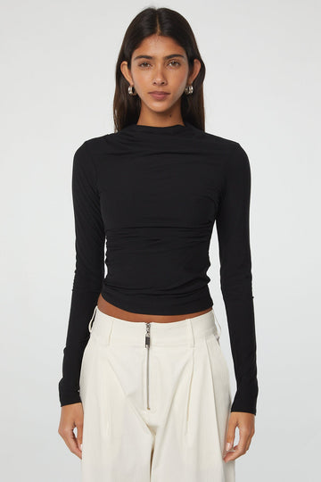 SELMA LONG SLEEVE TOP BLACK - The Line by K